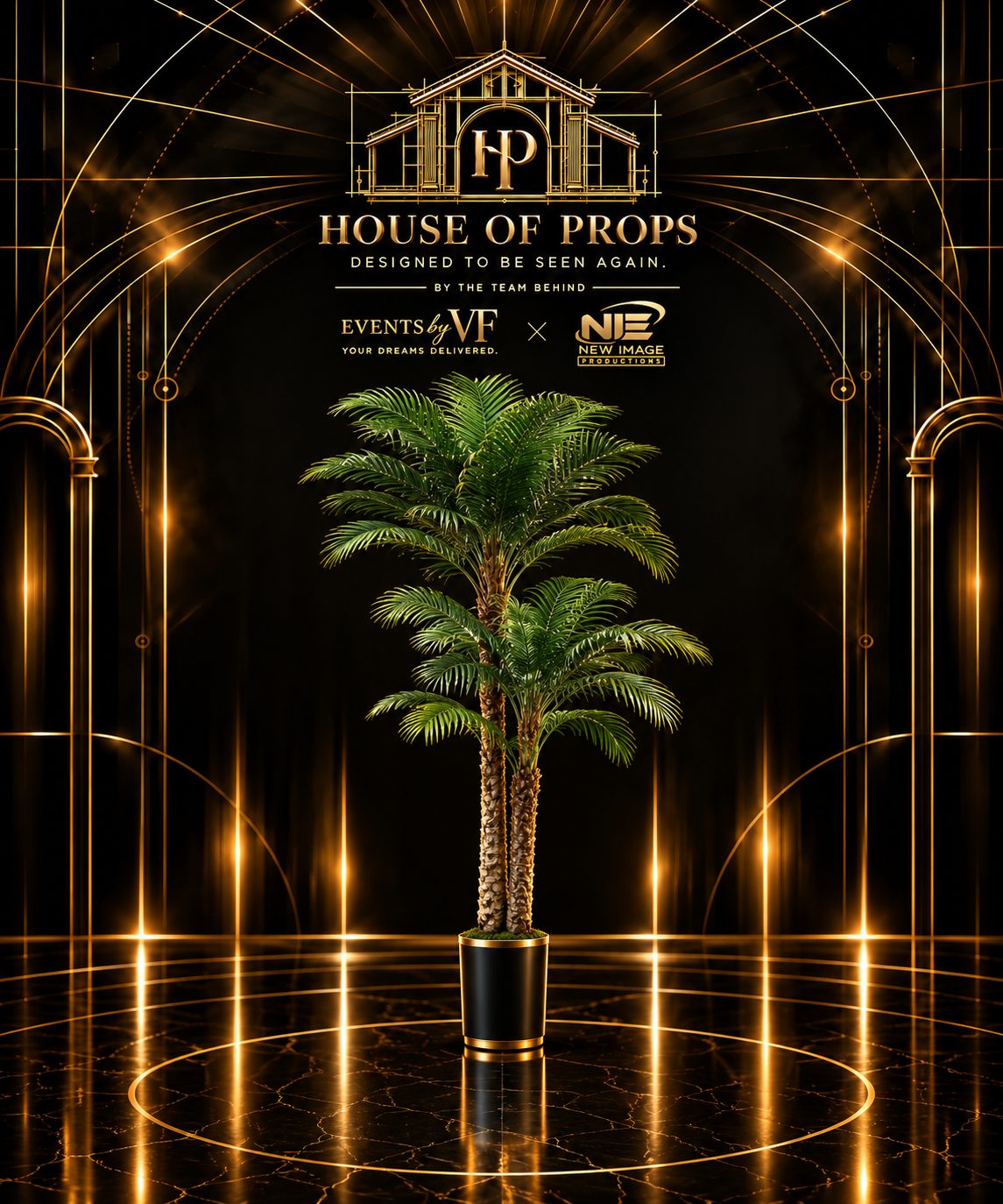 Artificial Multi-Trunk Palm Tree — Large Installations available to rent from House of Props NY
