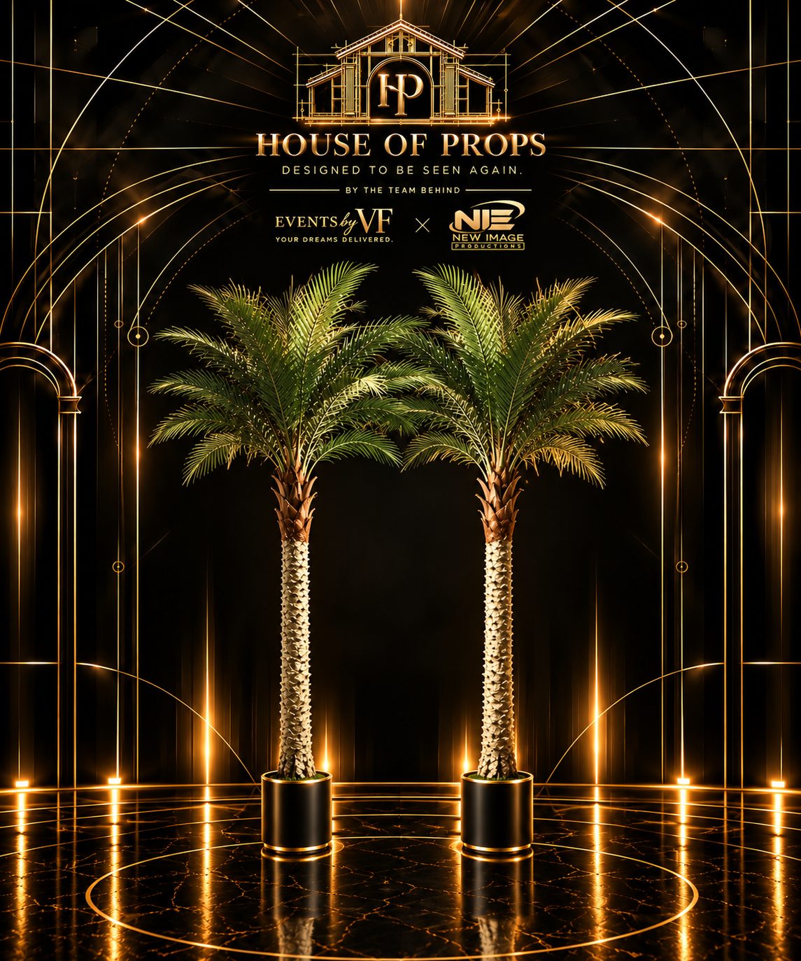 Artificial Palm Tree Set — Large Installations available to rent from House of Props NY