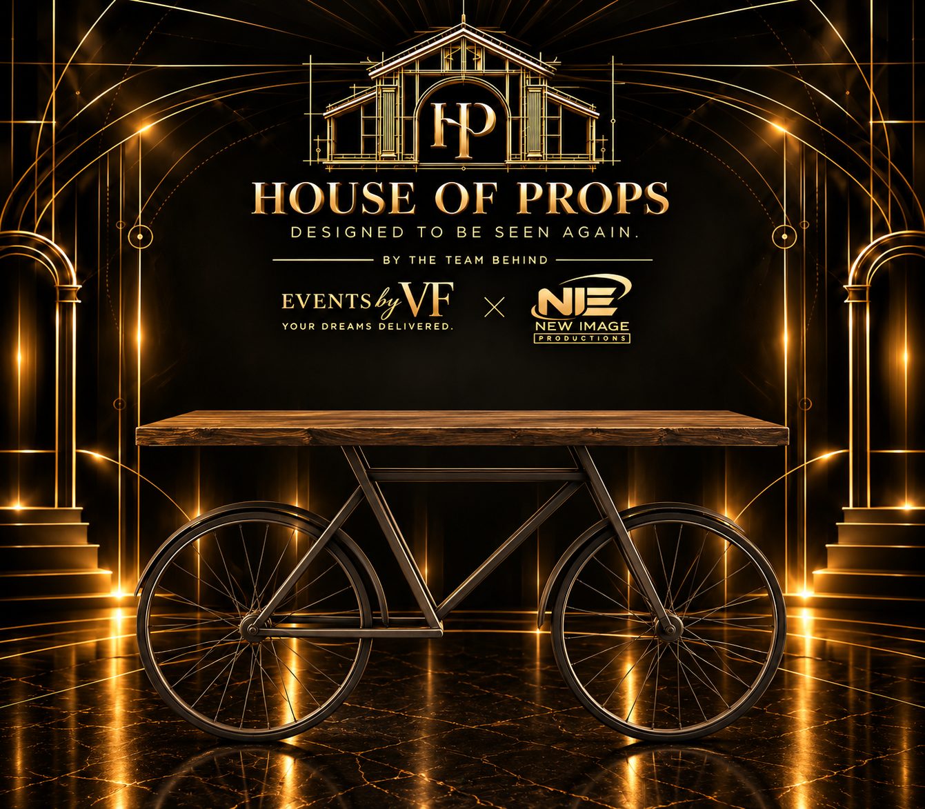 Bicycle Display Table — Tables & Display available to rent from House of Props NY