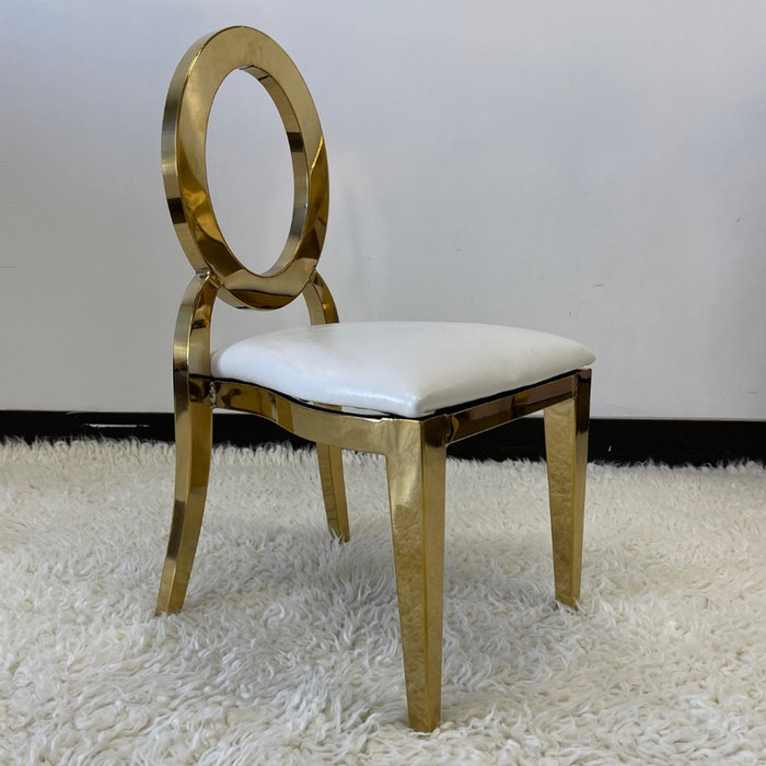 Kids Gold Halo Chair with White Leather Cushion