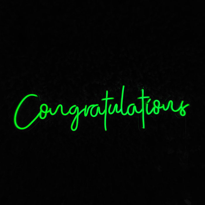 Neon Sign Congratulations Green Ligting