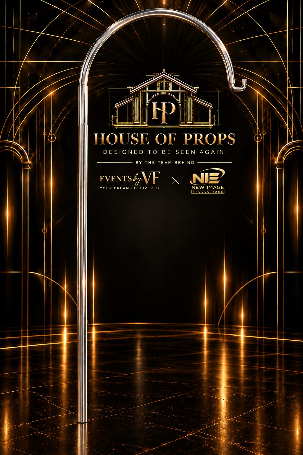Shepherd Hook Stand — Tables & Display available to rent from House of Props NY