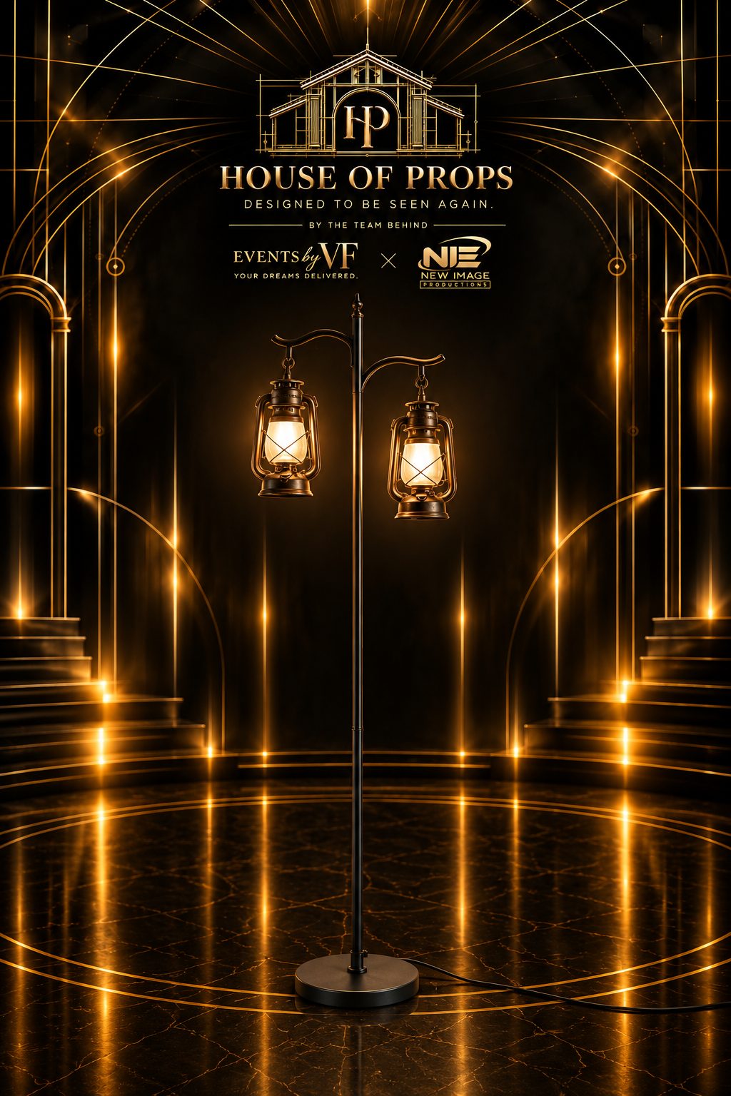 Vintage Double Lantern Stand — Lighting & Effects available to rent from House of Props NY